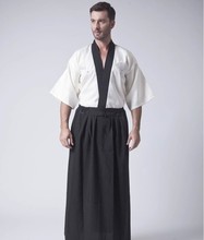 Classic Japanese Samurai Clothing Men's Warrior Kimono With Obi Traditional Satin Yukata Convention Costume One Size 2024 - buy cheap