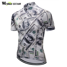 Weimostar Dollar Cycling Jersey Top Men Printed Breathable Bicycle Cycling Clothing 100% Polyester mtb Bike Jersey Ropa Ciclismo 2024 - buy cheap