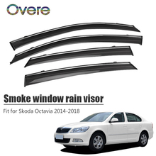 Overe 4Pcs/1Set Smoke Window Rain Visor For Skoda Octavia 2014 2015 2016 2017 2018 ABS Awnings Shelters Guard Accessories 2024 - buy cheap