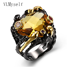 Joias grandes femininas, anel de dedo com pedra do goldentriangular, anel preto, anéis de festa na moda 2024 - compre barato