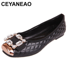 CEYANEAO2018 primavera y otoño de las mujeres elegante zapatos de marca diseño de diamante pisos de las mujeres de lujo de talla grande 35-42 ShippingE1059 2024 - compra barato