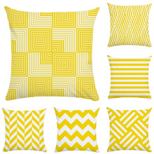 Almofada decorativa 45cm * 45cm, capa para travesseiro impressa geométrica amarela super macia 2024 - compre barato