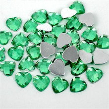 Enrejado con forma de corazón verde ostentoso para decoración artística, piedras acrílicas de 8-30MM, con pedrería plana, para artesanía a mano 2024 - compra barato
