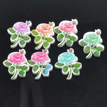 Botões de madeira pintados de rosas, acessórios de costura botões scrapbooking artesanato 50 peças 23x29mm mt0749 2024 - compre barato