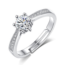 100% prata esterlina 925 alta qualidade cristal brilhante tamanho ajustável dedos anéis de casamento para mulheres joias presente atacado 2024 - compre barato