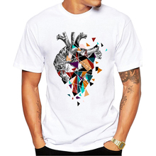 TEEHUB модная сложная Мужская футболка с принтом сердца летние футболки с коротким рукавом Забавные футболки повседневные топы 2024 - купить недорого