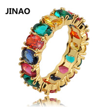 JINAO New iced Out Seven colors AAA CZ stone Gold and Sliver-color Micro Paved ring for Man and Women Gift 2024 - buy cheap