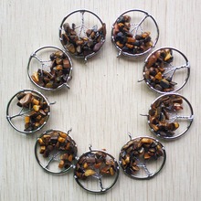 Wholesale 12pcs/lot fashion natural tiger eye stone Tree of life handmade wire wrapped Pendants 30mm for jewelry marking free 2024 - buy cheap