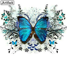 Full square drill new 5d diamond painting blue butterfly 3d resin rhinestone mosaic animal home decoration painting 2024 - buy cheap