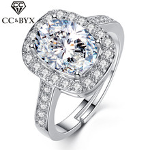 CC-anillos de plata para mujer, joyería de lujo de circonia cúbica rectangular, accesorio de compromiso de boda nupcial, envío directo, CC3001 2024 - compra barato