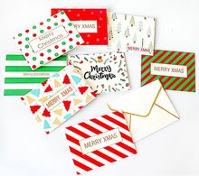 Lote de 8 juegos de tarjetas de mezcla de estilos, 8 Uds. De cartas + 8 Uds. De sobres de color bronce, tarjetas de regalo de Feliz Navidad, tarjetas de felicitación de Navidad, 7x9,5 cm 2024 - compra barato