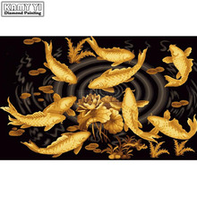 Diamond painting 5D diy  canvas home decor Coloring painting cuadros decoracion banksy Gold fish LK1 2024 - buy cheap