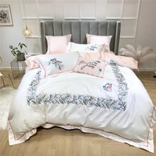 Luxury Egypt Cotton Coral Sea Bedding Set Embroidery Hollow edge Duvet Cover Bed Sheet Pillowcases Queen King Size 4/6/7Pcs 2024 - buy cheap