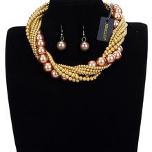 New Jewelry Fashion Resin Pearl Beads Chain Choker Statement Pendant Bib Necklace Pearl Dangle Earring Jewelry Set 10 Colors 2024 - buy cheap