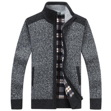 Suéter masculino de lã de caxemira, blusão com zíper casual de tricô tamanho grande para outono e inverno 2024 - compre barato