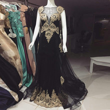 Black Muslim Evening Dresses Mermaid Cap Sleeves Appliques Lace Formal Islamic Dubai Saudi Arabic Long Elegant Evening Gown 2024 - buy cheap