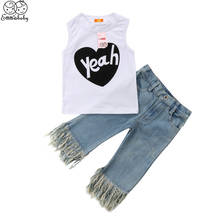 2Pcs Set Kids Baby Girl Sleeveless Vest Top T-shirt Jeans Denim Pants Outfits Set Girls Clothes Outwear 6M-5T 2024 - buy cheap