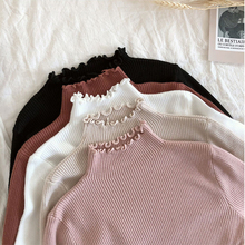 Shintimes-suéter ajustado para mujer, Jersey Sexy de cuello alto de punto acanalado, elástico, sólido, otoño e invierno, 2021 2024 - compra barato