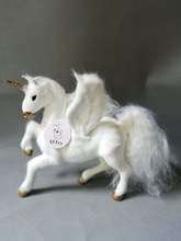 Modelo de unicornio blanco de la vida real, muñeco caballo de plástico y alas de pelo, regalo para decoración del hogar, alrededor de 24x22cm xf0006 2024 - compra barato