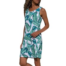 Feitong Boho Summer Dress Womens Print Color Block Sleeveless Dresses Feminino A-Line Mini Sundress Beach Party Dress Vestidos 2024 - buy cheap