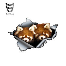 EARLFAMILY 13cm x 8.6cm Funny Red Pandas Car Sticker Torn Metal Decal Reflective Sticker Waterproof 3D Car Styling Vinyl Graphic 2024 - buy cheap