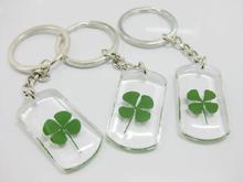 12 PCS Good Luck Real Four Leaf Clover Key Ring Keychain Gift NEW specimen 2024 - buy cheap