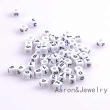 7mm 100pcs white and black Number Cube Acrylic neon Beads For Jewelry making DIY YKL0357X 2024 - buy cheap