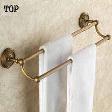 Antique brass Bathroom double towel bar 60cm double layer bathroom towel holder 2024 - buy cheap