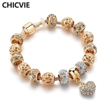 CHICVIE Crystal Heart Handmade Bracelets Bangles Gold For Women Charm Bracelets Designs Jewelry Friendship Bracelet SBR190045 2024 - buy cheap