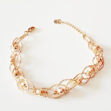 Pulsera de eslabones con cuentas de mano para mujer, brazalete con abalorios de 8MM, Color oro rosa 585 2024 - compra barato