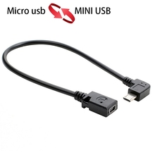 Кабель для передачи данных 90 градусов Micro USB папа мини USB Женский адаптер конвертер кабель для передачи данных 2024 - купить недорого