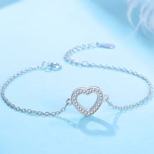 New Arrival  Silver Color Lovely AAA Zircon love heart Pendant European Charm Bracelets & Bangles Jewelry 2024 - buy cheap