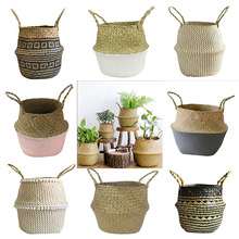 S/M/L Household Foldable Natural Seaweed Woven Storage Pot Garden Flower Vase Hanging Basket Storage Basket Home Decor Planter 2024 - buy cheap