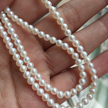 Женское Ожерелье с натуральным пресноводным жемчугом Taihu, настоящее длинное ожерелье из стерлингового серебра 925 пробы, 3,8-4 мм, почти круглое, безупречное 2024 - купить недорого