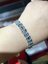 Natural Multicolor blue sapphire Bracelet Natural gemstone Bracelet 925 silver bracelet luxurious big array women party Jewelery 2024 - buy cheap
