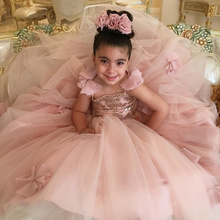 pink dress lace Princess Sweet Flower Girl Dresses for Wedding Tulle Party Gown Girl Communion Dress 2024 - buy cheap