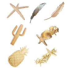 2019 Fashion Star Leaf Starfish Feather Pineapple Metal Hair Clips for Women Barrettes Girls Hairpin Hair Accessories Hairgrips 2024 - buy cheap