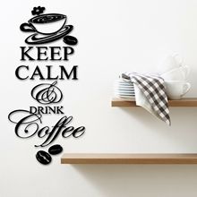 Coffee Drink Cafe Quotes Wall Stickers Vinyl Coffee Beans Keep Calm Kitchen Wall Decal Removable Modern Home Decor Mural Z136 2024 - buy cheap