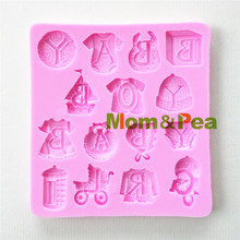 Mom&Pea 0833 Free Shipping Baby Clothes Shaped Silicone Mold Cake Decoration Fondant Cake 3D Mold Food Grade 2024 - buy cheap