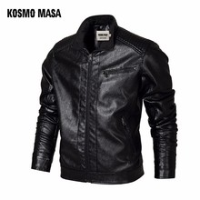KOSMO MASA Black Motorcycle Casual Faux Leather Jacket for Men 2018 Autumn Winter Outwear Pilot Pu Male Leather Jacket MF021 2024 - buy cheap