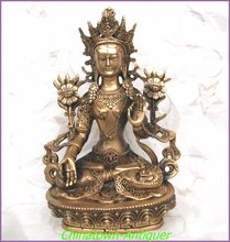 TIBET COPPER Green Tara BUDDHA STATUE,best collection& adornment,free shipping,6.00 x 3.50 x 8.22inch 2024 - buy cheap