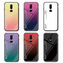 For OnePlus 6 Case Luxury Hard Tempered Glass Fashion Gradient Protective Back Cover case For one plus 6 oneplus6 phone shell 2024 - buy cheap