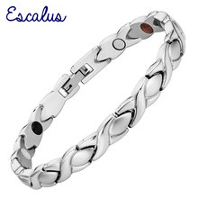 Escalus Health Magnetic All Silver Color Stainless Steel Women Bracelet Ladies 4in1 Magnets Infra Red Germanium -ve Ions Bangle 2024 - buy cheap