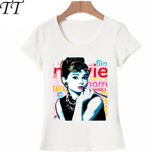 Harajuku fashion women's short sleeve Audrey Hepburn movie star T-Shirt super art shirts casual Tops new hipster girl Tees 2024 - buy cheap