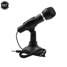 3.5mm  KTV-307 Mic Computer Notebook Desktop Microphone Wire Karaoke Handheld Microphone With Base For Singing Recording 2024 - buy cheap