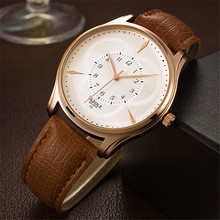 2020 new fashion mens watches top brand luxury business bracelet rose gold case dial retro men watch leather band reloj hombre 2024 - buy cheap