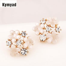 Kymyad Gold Color Earring Shining Shell Cute Flower Stud Earrings For Women Earring Jewelry Fashion Accessories 2024 - buy cheap