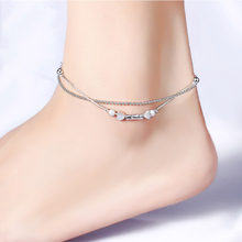 New Fashion Summer Sexy 925 Sterling Silver Double Heart Shape  Anklet for women  Pendant Chain Ankle Bracelet Foot Jewelry 2024 - buy cheap