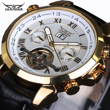 Мужские часы класса люкс Jaragar Tourbillon, винтажные автоматические механические часы черного и золотого цвета, мужские часы, бесплатная доставка 2024 - купить недорого