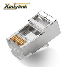 Xintylink-conector de rede cat5e, plug rj 45, cat5, cat, ethernet, tomada de rede 8p8c stp, ftp, metal, blindado, cat lan, terminais modular 2024 - compre barato
